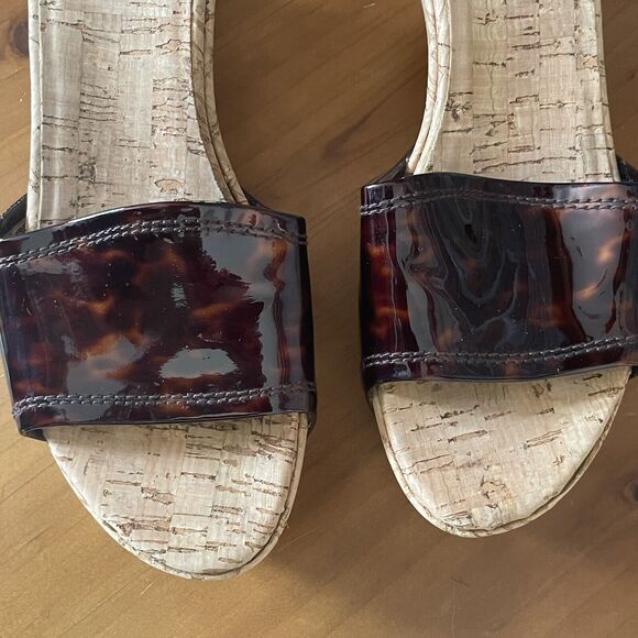 Stuart Weitzman Platform Wedge Sandal 7M Brown Cork Slide Slip On - Picture 4 of 13